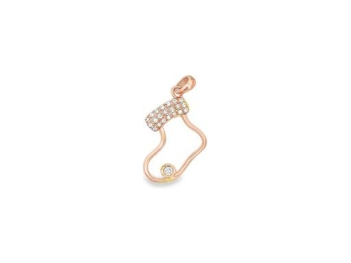 18K Rose Gold Christmas Stocking Pendant with Natural Diamonds